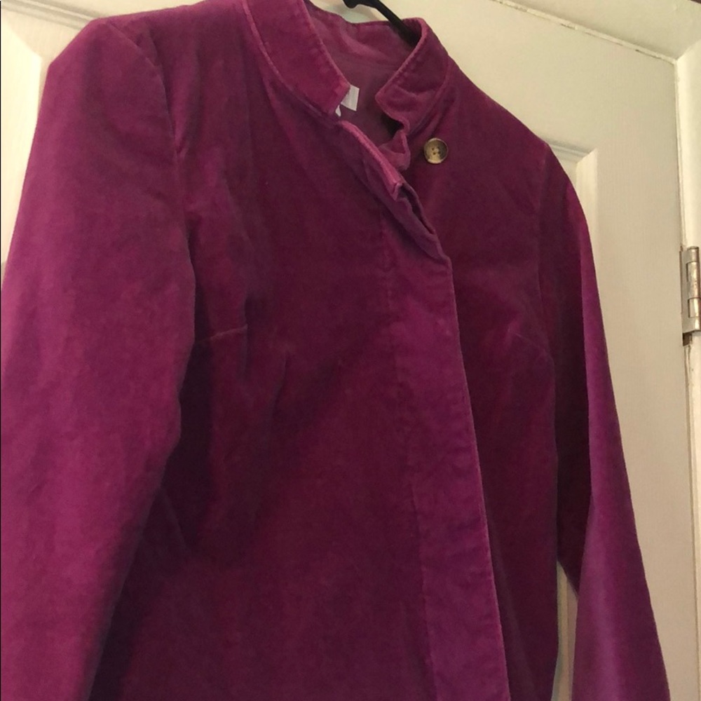 Fuchsia colored velvet jacket